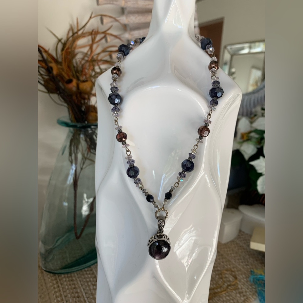 925 Purple and Silver Amethyst beaded Necklace